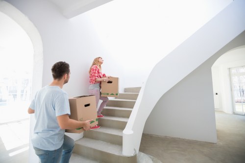 Removal van transporting furniture through Finchley streets