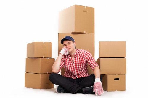 Packed boxes and household items ready for a Finchley relocation